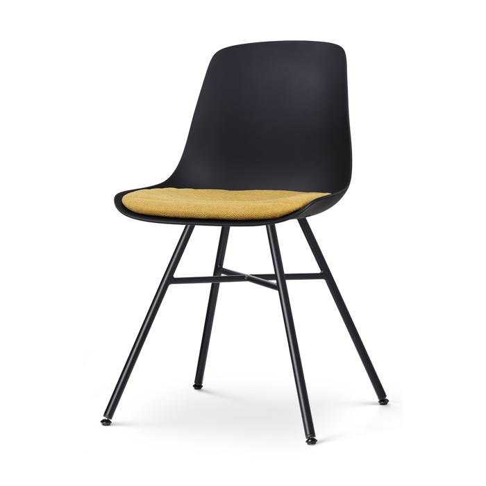 Nolon Noa-Liv Eetkamerstoel Zwart - Okergeel Kussen - Zwarte Poten