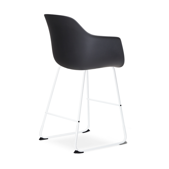 Nolon Nino-Puk Barkruk Zwart - Armleunining - Wit Onderstel - 65 cm