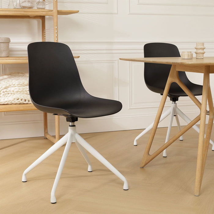 Nolon Nola-Pip Eetkamerstoel Zwart - Draaibaar - Wit Onderstel