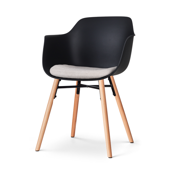 Nolon Nena-Liz Eetkamerstoel Zwart - Armleuning - Beige Kussen