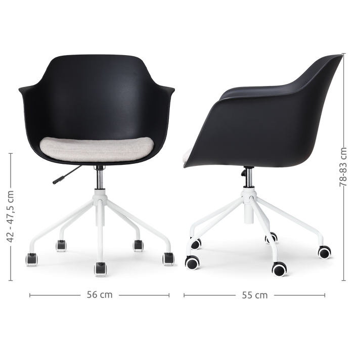 Nolon Nout-Liz Bureaustoel Zwart - Beige Kussen - Wit Onderstel