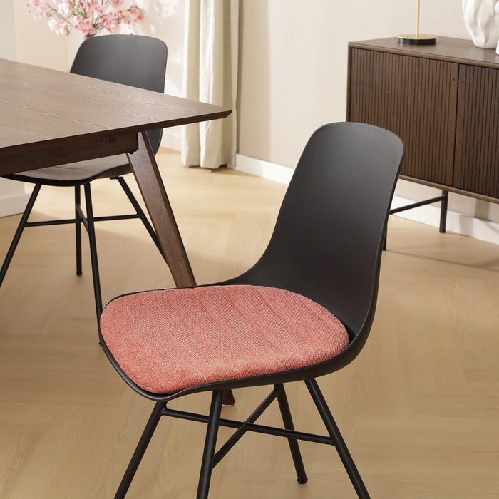 Nolon Noa-Liv Eetkamerstoel Zwart - Terracotta Kussen - Zwarte Poten