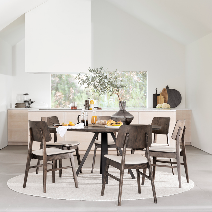 Rowico Home Nagano Houten Eetkamerstoel Bruin - Met Beige Zitkussen