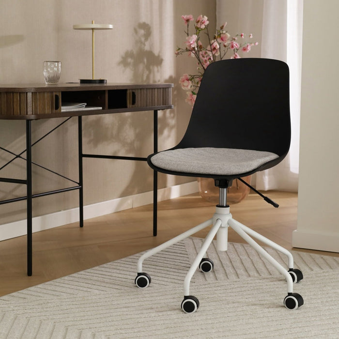 Nolon Nout-Liv Bureaustoel Zwart - Lichtgrijs Kussen - Wit Onderstel