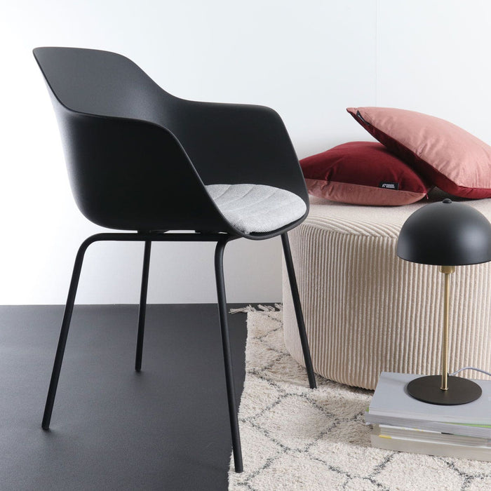 Nolon Nora-Liz Eetkamerstoel Zwart - Lichtgrijs Kussen - Zwarte Poten