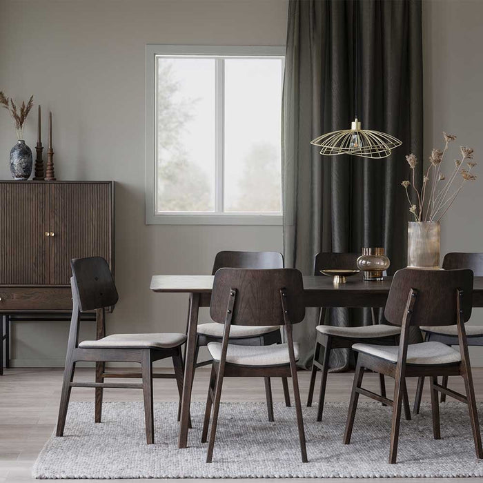 Rowico Home Nagano Houten Eetkamerstoel Bruin - Met Beige Zitkussen