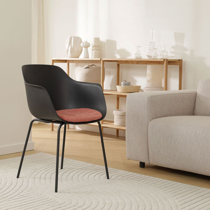 Nolon Nora-Liz Eetkamerstoel Zwart - Terracotta Kussen - Zwarte Poten
