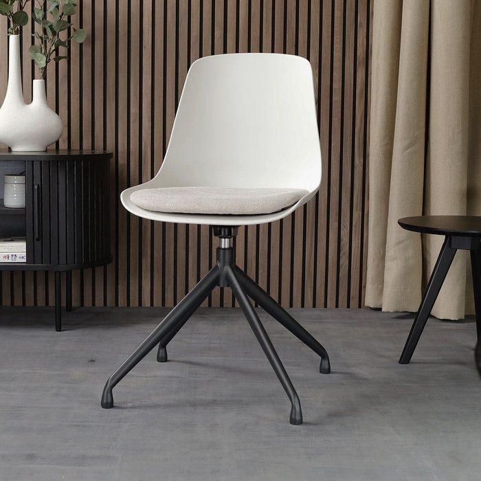 Nolon Nola-Liv Eetkamerstoel Wit - Beige - Draaibaar - Zwart