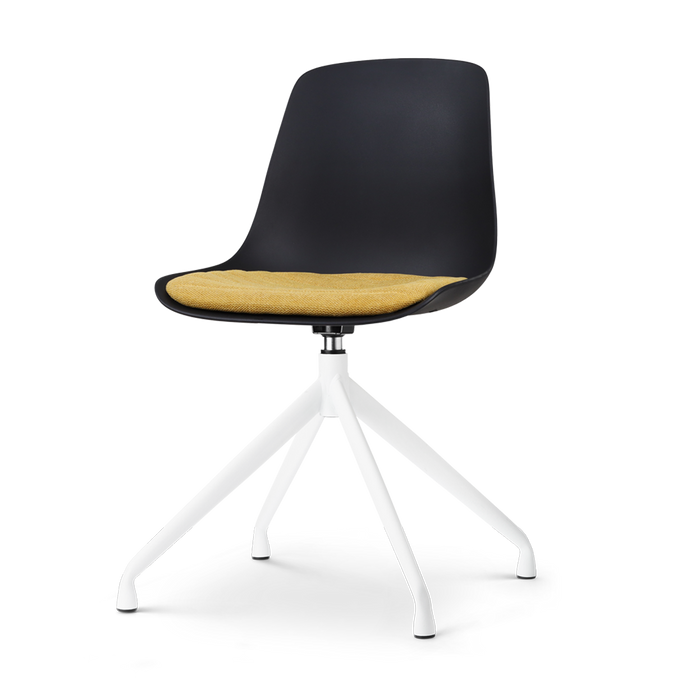 Nolon Nola-Liv Eetkamerstoel Zwart - Okergeel - Draaibaar - Wit
