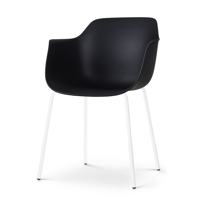 Nolon Nora-Puk Eetkamerstoel Zwart - met Armleuning - Wit Onderstel