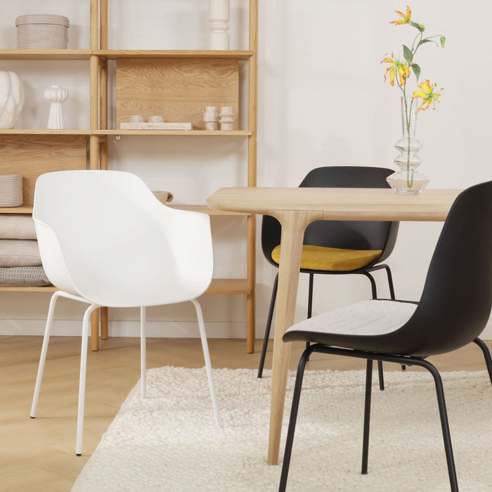 Nolon Nora-Liz Eetkamerstoel Zwart - Zacht Groen Kussen - Witte Poten