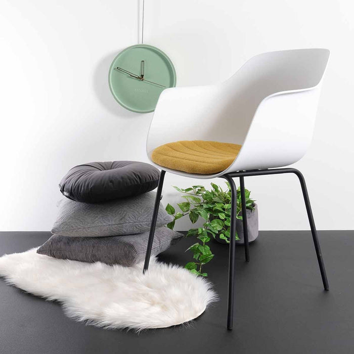 Nolon Nora-Liz Eetkamerstoel Wit - Okergeel Kussen - Zwarte Poten