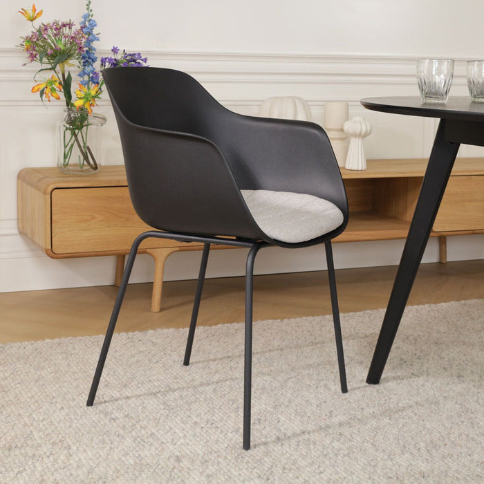 Nolon Nora-Liz Eetkamerstoel Zwart - Beige Kussen - Zwarte Poten