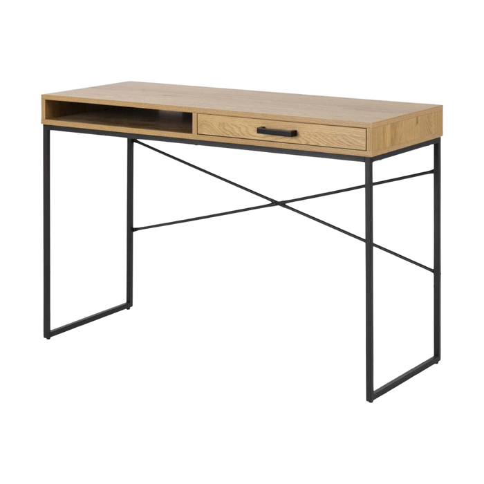 Lisomme Vic houten bureau naturel - met opbergvak - 110 x 45 cm