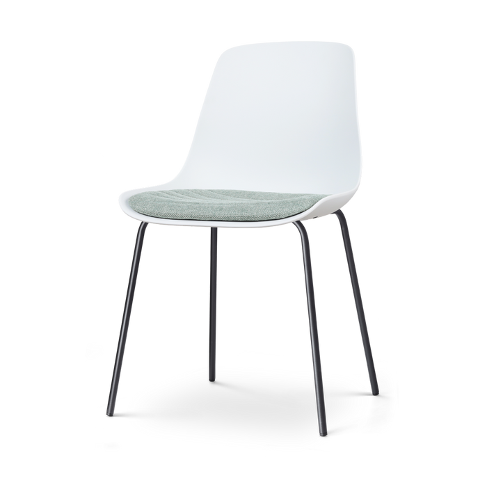 Nolon Nora-Liv Eetkamerstoel Wit - Zacht Groen Kussen - Zwarte Poten