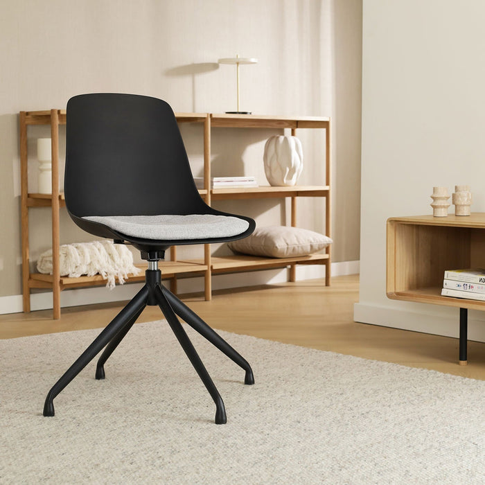 Nolon Nola-Liv Eetkamerstoel Zwart - Lichtgrijs - Draaibaar - Zwart