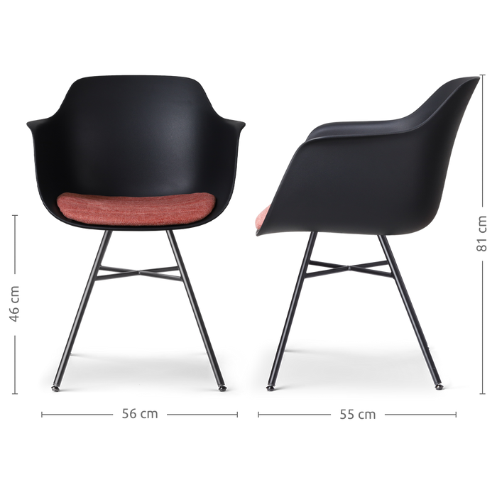 Nolon Noa-Liz Eetkamerstoel Zwart - Terracotta Kussen - Zwarte Poten