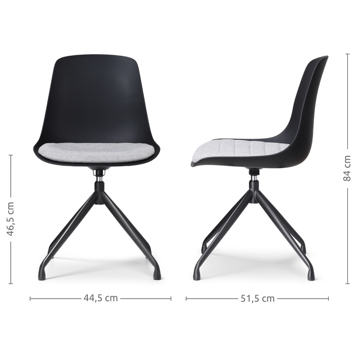 Nolon Nola-Liv Eetkamerstoel Zwart - Lichtgrijs - Draaibaar - Zwart