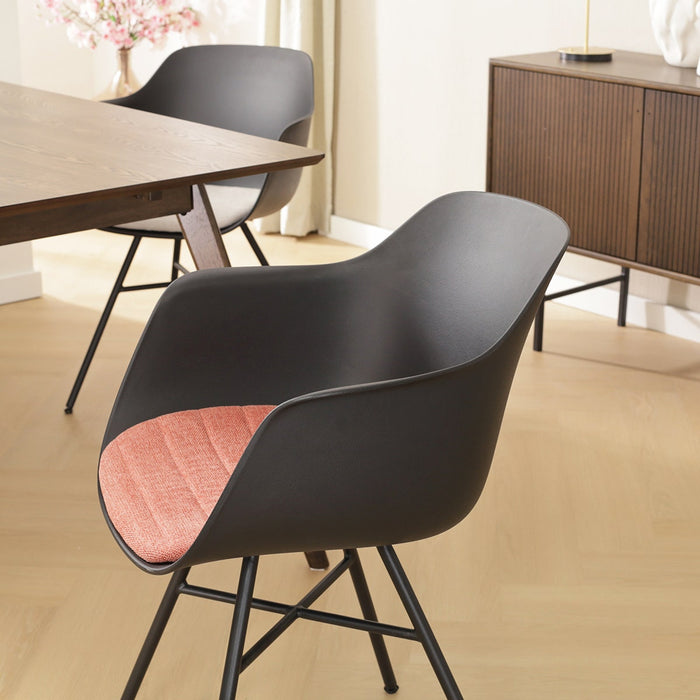 Nolon Noa-Liz Eetkamerstoel Zwart - Terracotta Kussen - Zwarte Poten