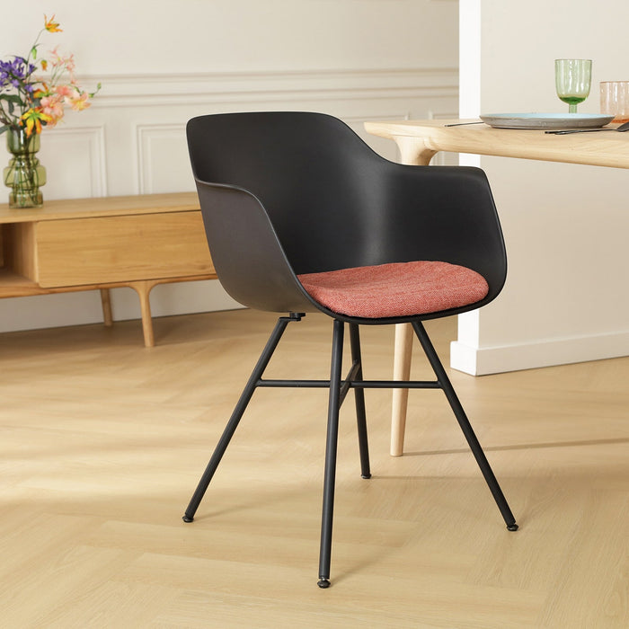 Nolon Noa-Liz Eetkamerstoel Zwart - Terracotta Kussen - Zwarte Poten