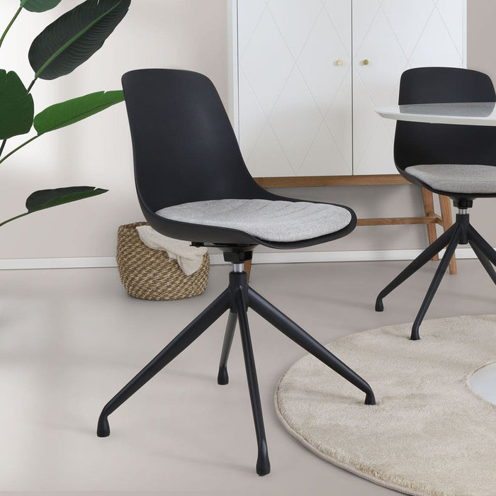 Nolon Nola-Liv Eetkamerstoel Zwart - Lichtgrijs - Draaibaar - Zwart