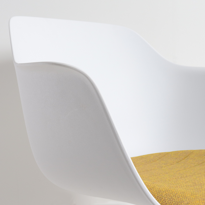 Nolon Noa-Liz Eetkamerstoel Wit - Okergeel Kussen - Zwarte Poten