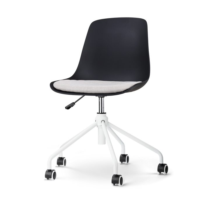 Nolon Nout-Liv Bureaustoel Zwart - Beige Kussen - Wit Onderstel