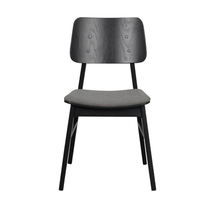 Rowico Home Nagano Houten Eetkamerstoel Zwart - Met Grijs Zitkussen
