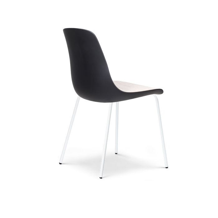 Nolon Nora-Liv Eetkamerstoel Zwart - Beige Kussen - Witte Poten