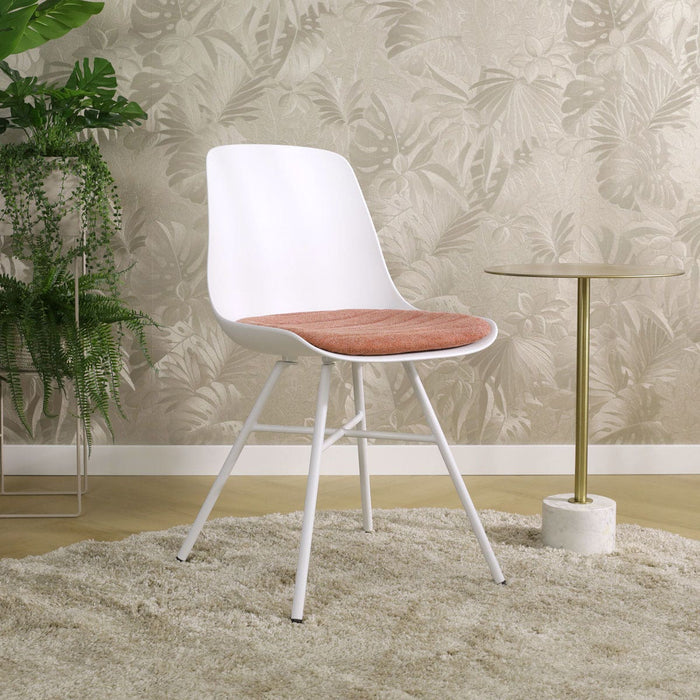 Nolon Noa-Liv Eetkamerstoel Wit - Terracotta Kussen - Wit Onderstel