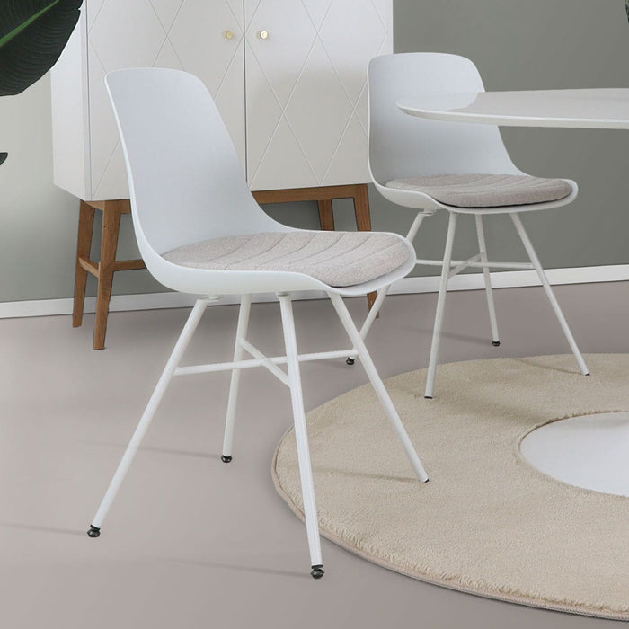 Nolon Noa-Liv Eetkamerstoel Wit - Beige Kussen - Wit Onderstel