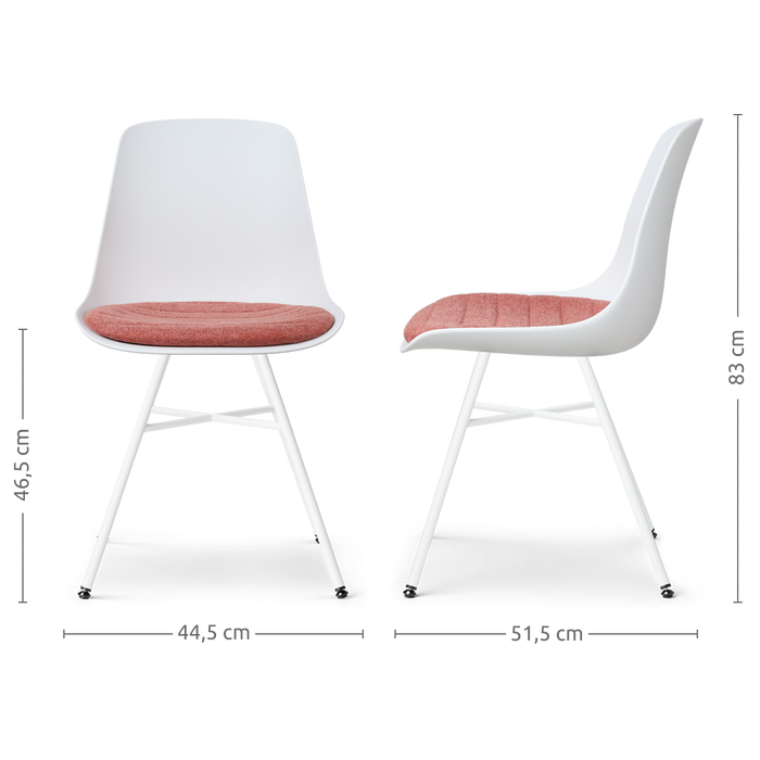 Nolon Noa-Liv Eetkamerstoel Wit - Terracotta Kussen - Wit Onderstel