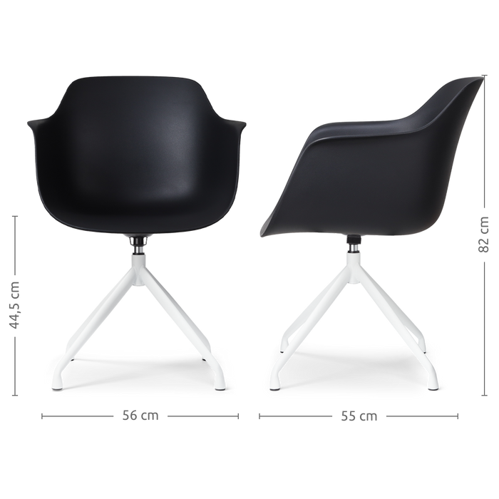 Nolon Nola-Puk Eetkamerstoel Zwart - Draaibaar - Armleuning - Wit
