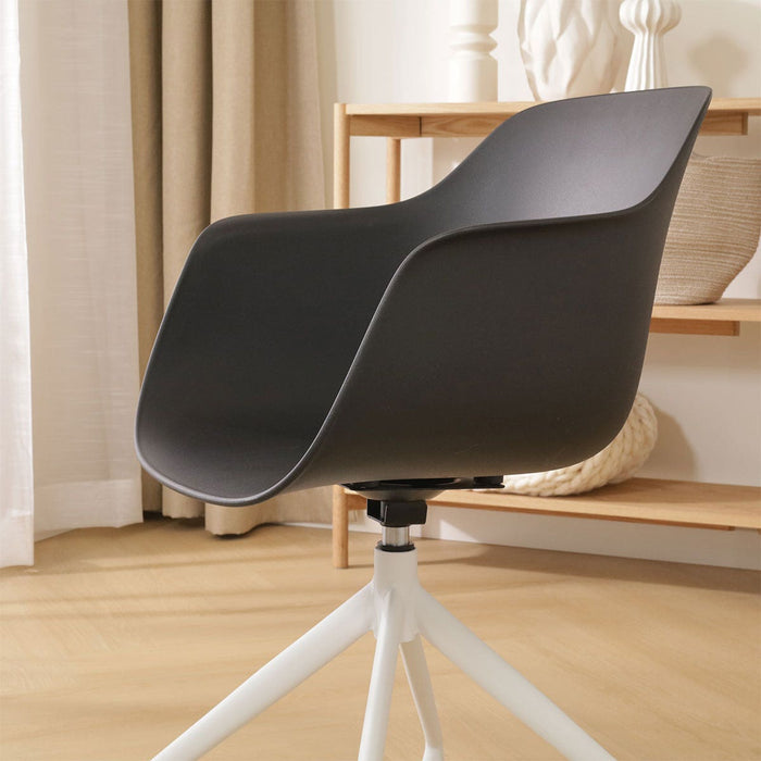 Nolon Nola-Puk Eetkamerstoel Zwart - Draaibaar - Armleuning - Wit