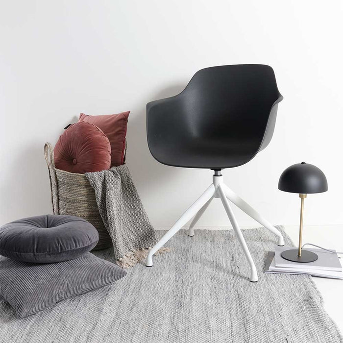 Nolon Nola-Puk Eetkamerstoel Zwart - Draaibaar - Armleuning - Wit