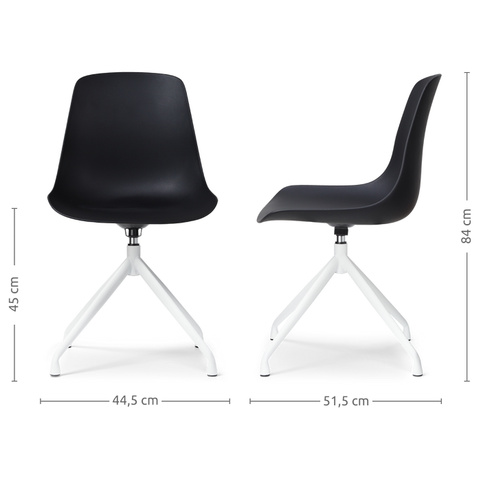 Nolon Nola-Pip Eetkamerstoel Zwart - Draaibaar - Wit Onderstel