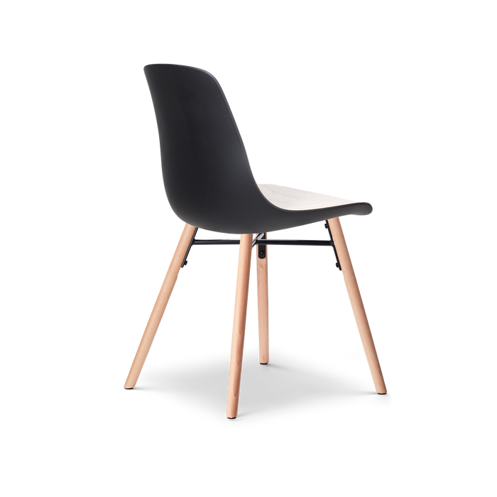 Nolon Nena-Liv Eetkamerstoel Zwart - Beige Kussen - Houten Poten