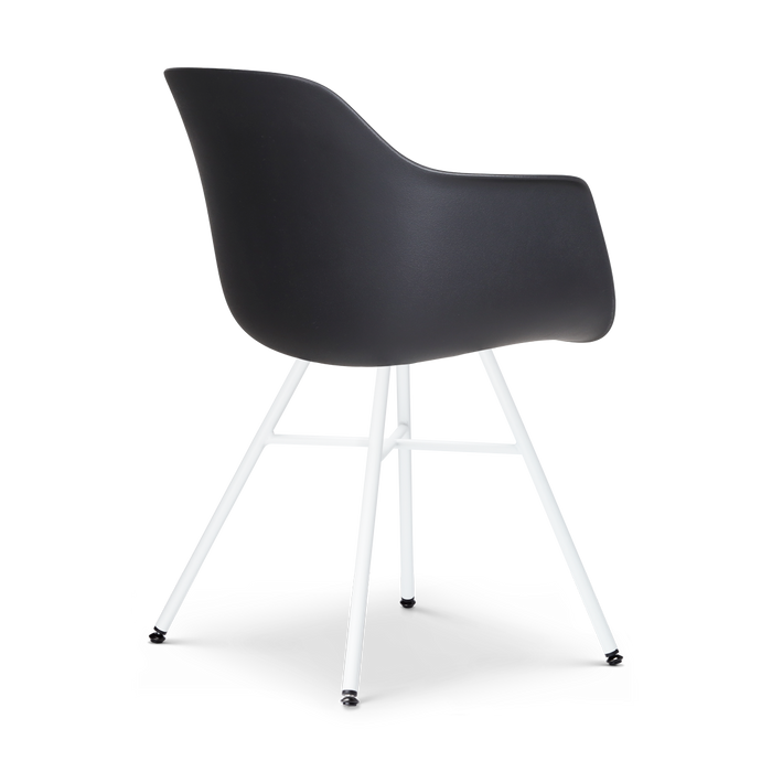 Nolon Noa-Puk Eetkamerstoel Zwart - met Armleuning - Wit Onderstel