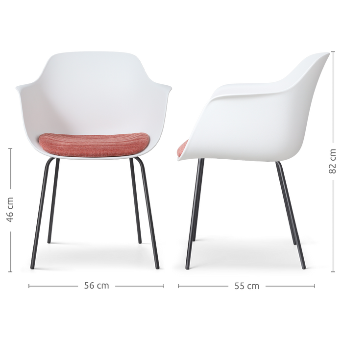 Nolon Nora-Liz Eetkamerstoel Wit - Terracotta Kussen - Zwarte Poten