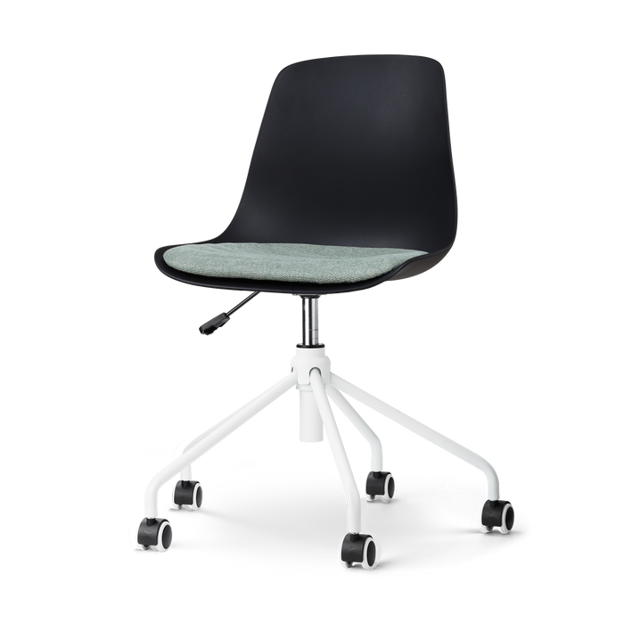Nolon Nout-Liv Bureaustoel Zwart - Zacht Groen Kussen - Wit Onderstel