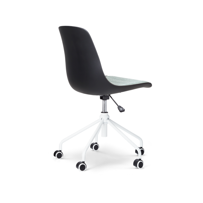 Nolon Nout-Liv Bureaustoel Zwart - Zacht Groen Kussen - Wit Onderstel