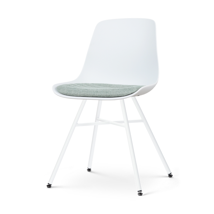 Nolon Noa-Liv Eetkamerstoel Wit - Zacht Groen Kussen - Wit Onderstel