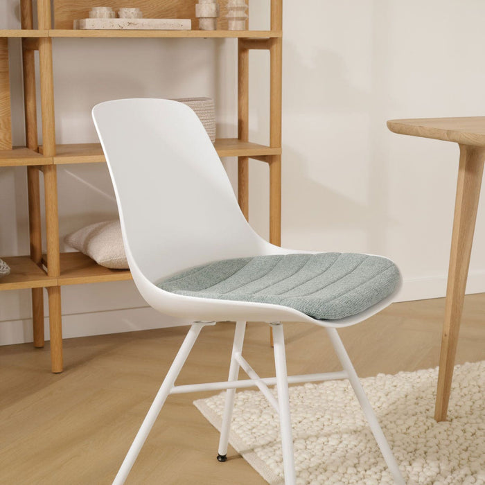 Nolon Noa-Liv Eetkamerstoel Wit - Zacht Groen Kussen - Wit Onderstel