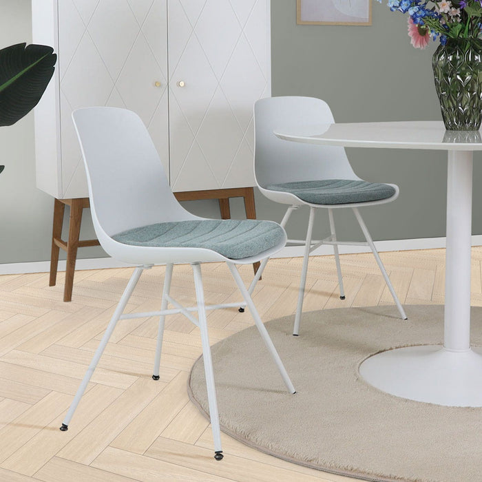 Nolon Noa-Liv Eetkamerstoel Wit - Zacht Groen Kussen - Wit Onderstel