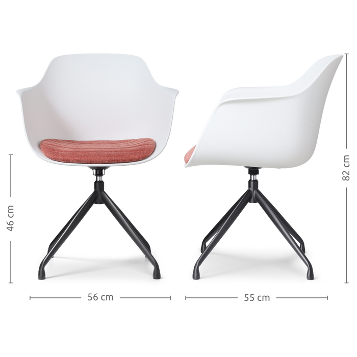 Nolon Nola-Liz Eetkamerstoel Wit - Terracotta - Draaibaar - Zwart