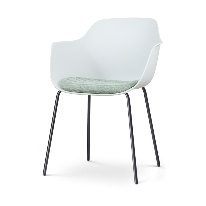 Nolon Nora-Liz Eetkamerstoel Wit - Zacht Groen Kussen - Zwarte Poten