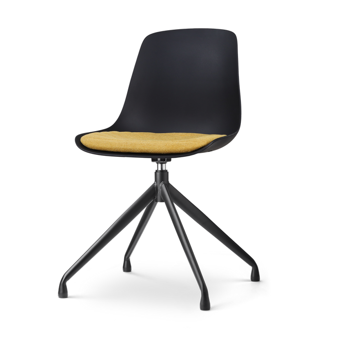 Nolon Nola-Liv Eetkamerstoel Zwart - Okergeel - Draaibaar - Zwart