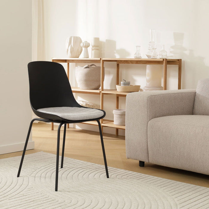 Nolon Nora-Liv Eetkamerstoel Zwart - Lichtgrijs Kussen - Zwarte Poten