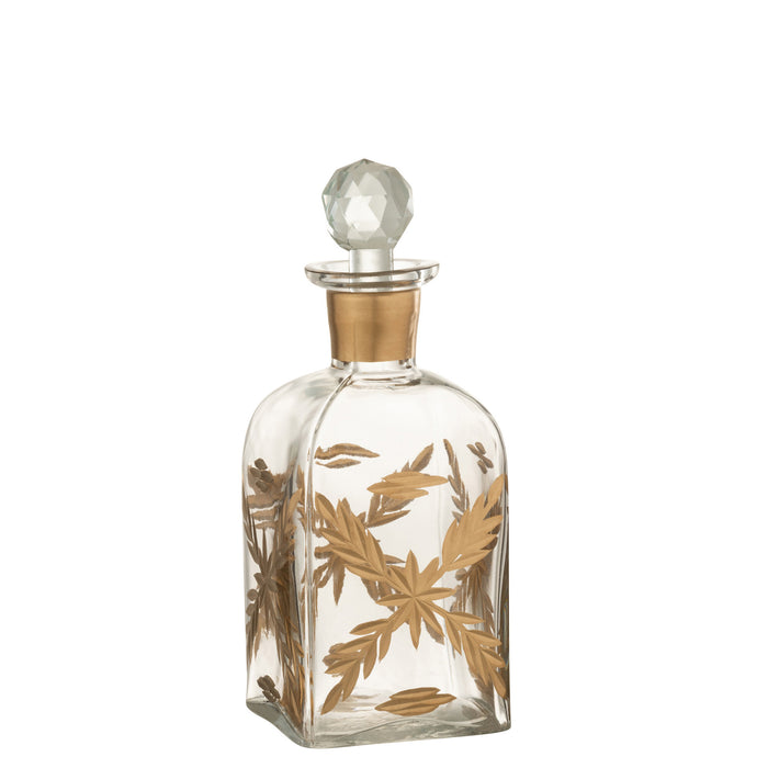 J-Line karaf Chloe Vierkant - glas - transparant|goud