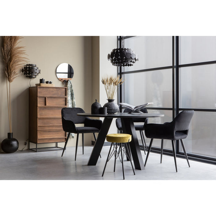 WOOOD Jelle Eetkamerstoelen - Velvet - Zwart - Set van 6